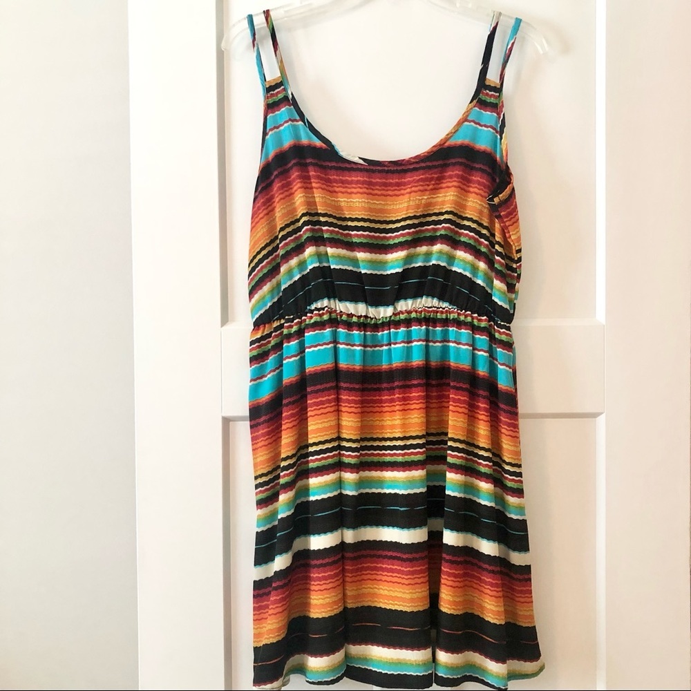Aztec Stripe Sleeveless Dress L Multicolor Lined NWOT